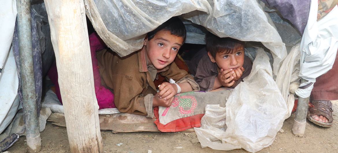 Children shelter and sleep under plastic sheets after a 5.9 magnitude earthquake struck Paktika Province in Afghanistan. Children shelter and sleep under plastic sheets after a 5.9 magnitude earthquake struck Paktika Province in Afghanistan.