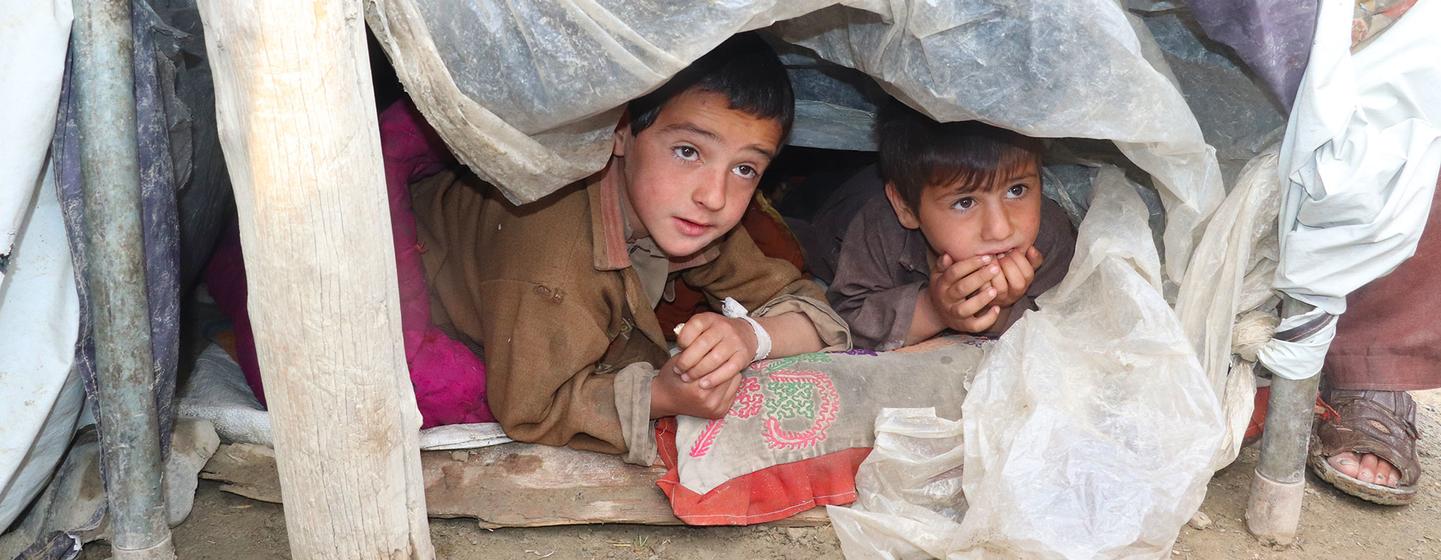 Children shelter and sleep under plastic sheets after a 5.9 magnitude earthquake struck Paktika Province in Afghanistan. Children shelter and sleep under plastic sheets after a 5.9 magnitude earthquake struck Paktika Province in Afghanistan.
