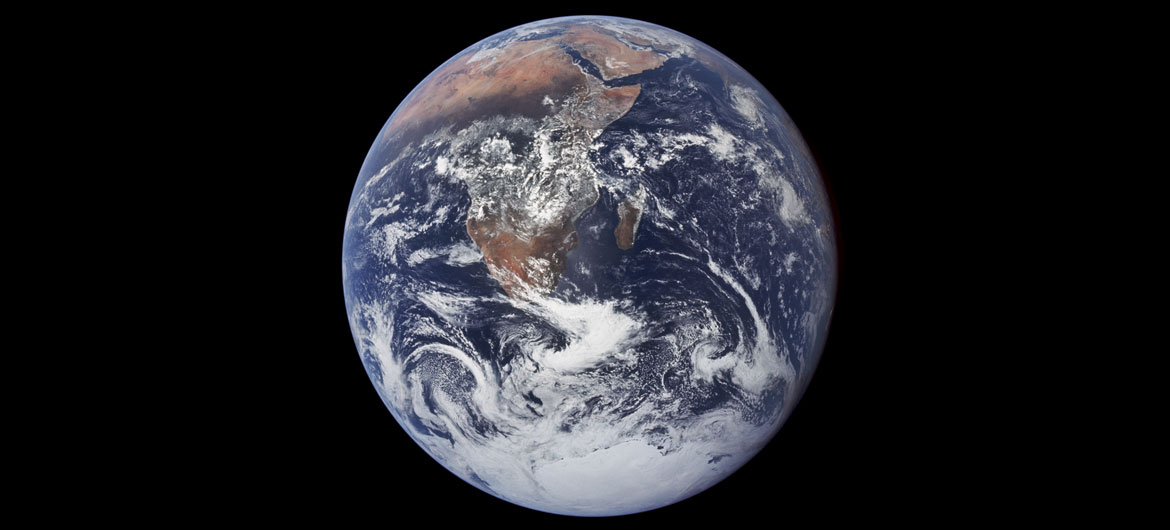 The crew of Apollo 17 captured this image of the Earth five hours after liftoff into their journey to the Moon in 1972. The crew of Apollo 17 captured this image of the Earth five hours after liftoff into their journey to the Moon in 1972.