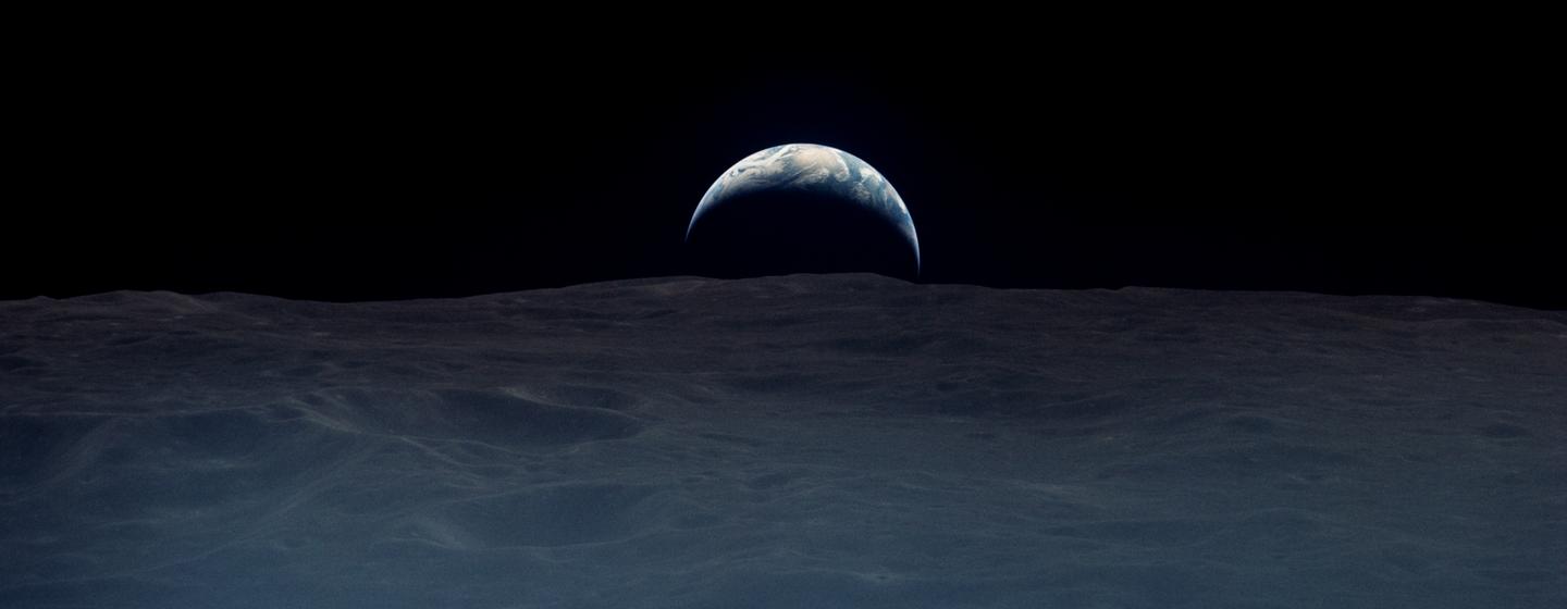 A crescent earthrise captured by a US astronaut in 1969. A crescent earthrise captured by a US astronaut in 1969.