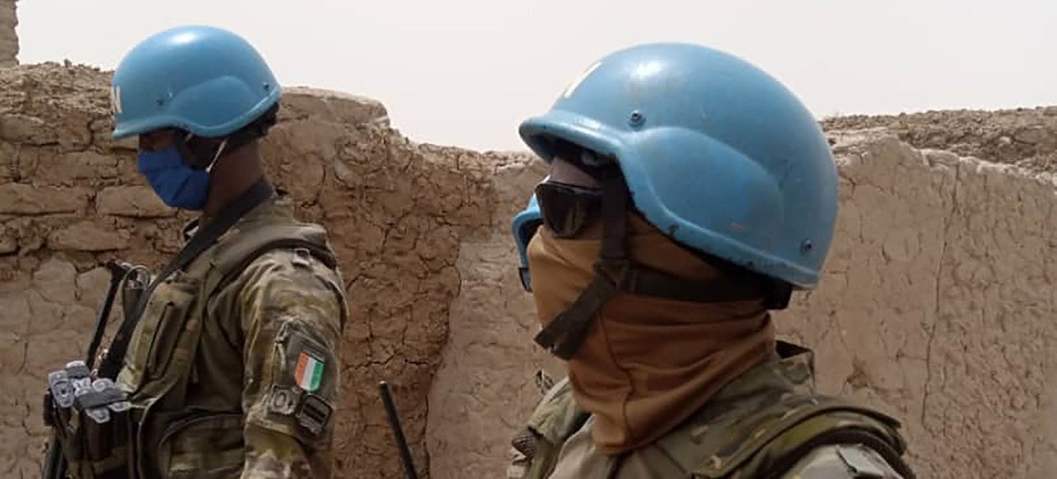 peacekeepers from the Ivorian contingent to MINUSMA, the United Nations mission in Mali, patrol the area peacekeepers from the Ivorian contingent to MINUSMA, the United Nations mission in Mali, patrol the area