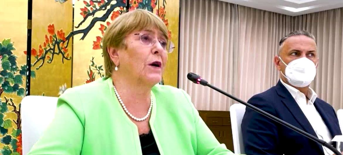 The UN High Commissioner for Human Rights Michelle Bachelet speaks at the Institute for Human Rights of Guangzhou The UN High Commissioner for Human Rights Michelle Bachelet speaks at the Institute for Human Rights of Guangzhou