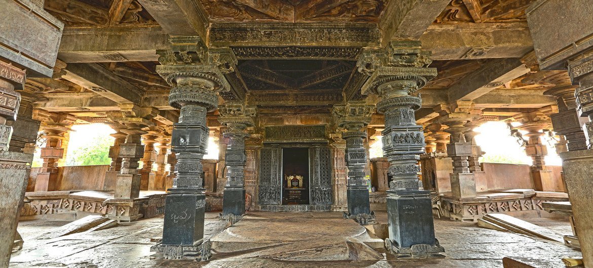 Mandapa inside India's Ramappa Temple. Mandapa inside India's Ramappa Temple.