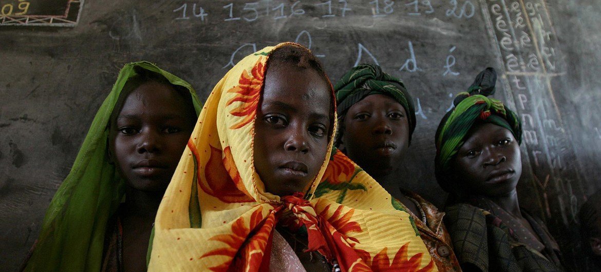 Young girls in the Central African Republic.  Youth make up 70% of the population in CAR