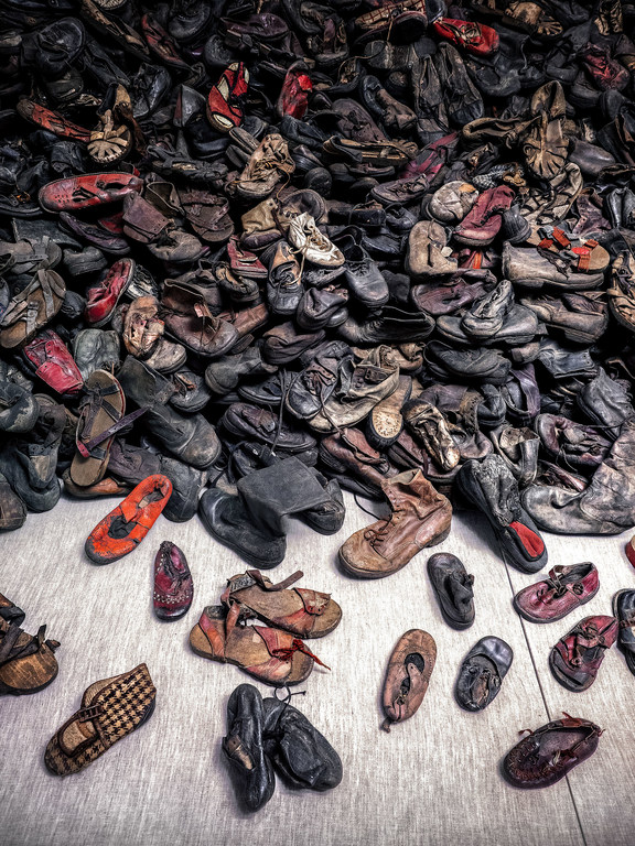 Shoes confiscated from prisoners at a concentration camp in Auschwitz, Poland. Shoes confiscated from prisoners at a concentration camp in Auschwitz, Poland.
