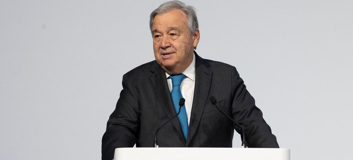 UN Secretary-General Antonio Guterres makes opening remarks at the UN Ocean Conference. UN Secretary-General Antonio Guterres makes opening remarks at the UN Ocean Conference.