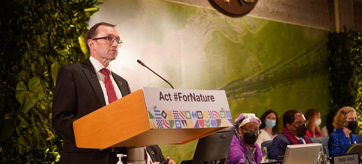 Norwegian Minister of Climate and Environment, Espen Barth Eide, who is the current President of the UN Environment Assembly, addresses the Assembly’s opening plenary session. Norwegian Minister of Climate and Environment, Espen Barth Eide, who is the current President of the UN Environment Assembly, addresses the Assembly’s opening plenary session.