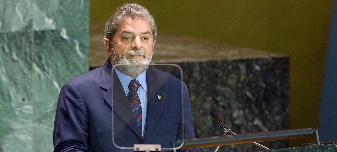 Former President Luiz Inácio Lula da Silva of Brazil addresses the Fifty-Ninth Session of the UN General Assembly in 2004. (file) Former President Luiz Inácio Lula da Silva of Brazil addresses the Fifty-Ninth Session of the UN General Assembly in 2004. (file)