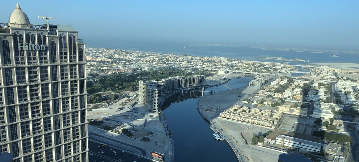 View of Business Bay, Dubai, from the JW Marriott Marquis View of Business Bay, Dubai, from the JW Marriott Marquis