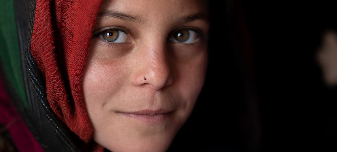 A young girl in a child friendly space for internally displaced children, in Herat, Afghanistan. A young girl in a child friendly space for internally displaced children, in Herat, Afghanistan.