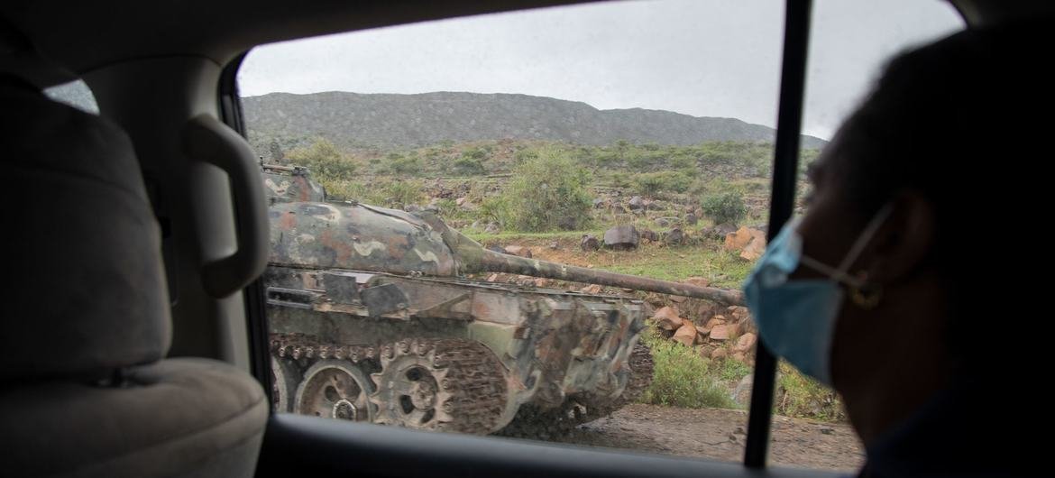 An armoured vehicle is left abandoned on a road in Tigray, Ethiopia, on July 20, 2021. An armoured vehicle is left abandoned on a road in Tigray, Ethiopia, on July 20, 2021.