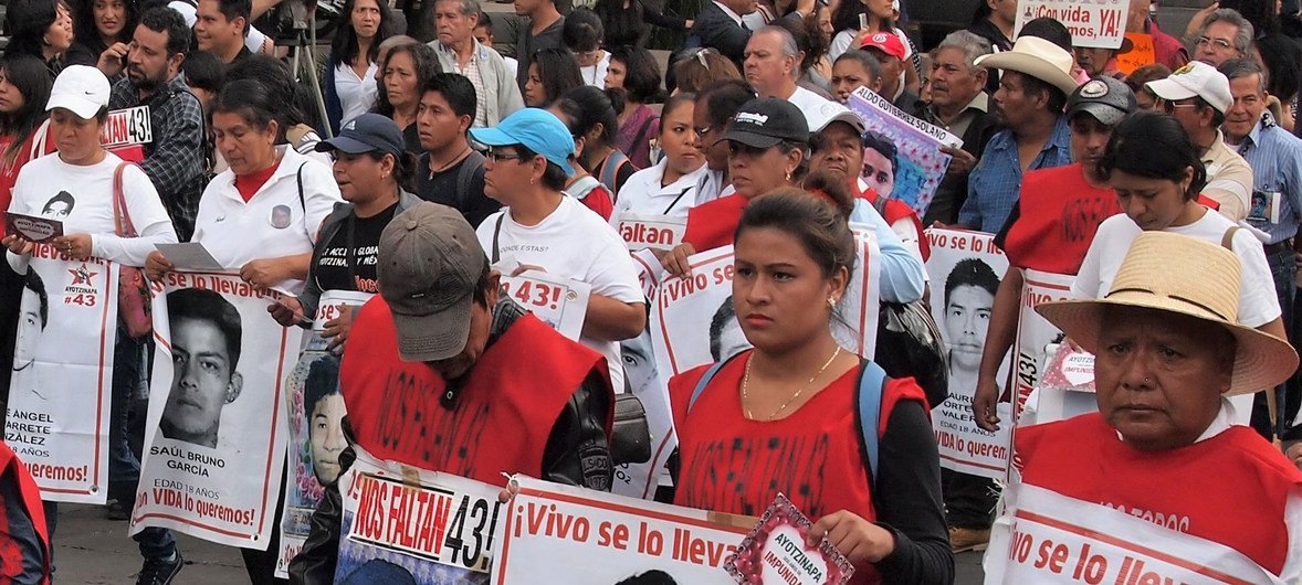 A protest rally in Mexico City on the case of Ayoitzinapa rural school attended by the 43 disappeared students.. A protest rally in Mexico City on the case of Ayoitzinapa rural school attended by the 43 disappeared students..