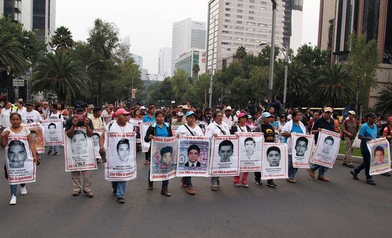 A protest rally in Mexico City on the case of Ayoitzinapa rural school attended by the 43 disappeared students.. A protest rally in Mexico City on the case of Ayoitzinapa rural school attended by the 43 disappeared students..