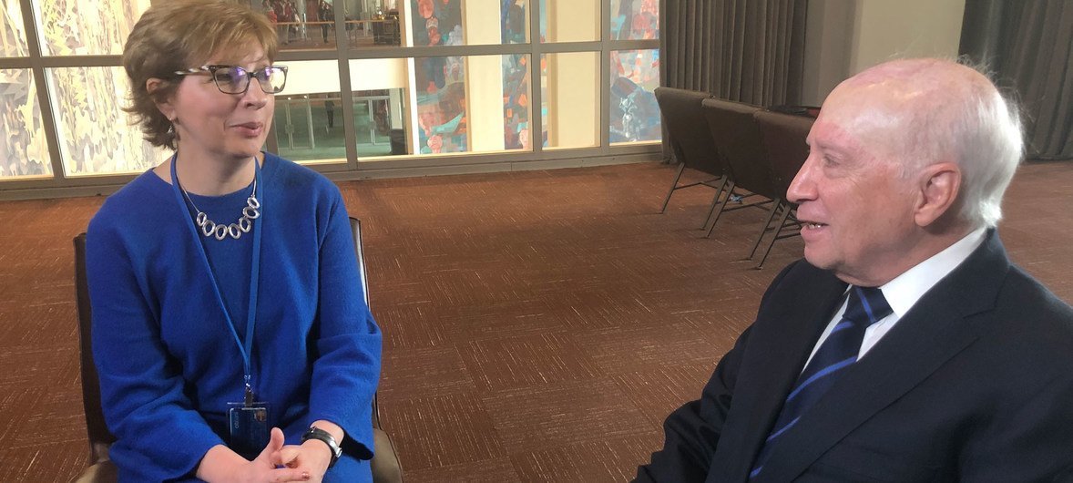 UN News' Elena Vapnitchnaia interviews Matthew Nimetz, Personal Envoy of the Secretary-General for the talks between Greece and what was then the former Yugoslav Republic of Macedonia. (February 2019) UN News' Elena Vapnitchnaia interviews Matthew Nimetz, Personal Envoy of the Secretary-General for the talks between Greece and what was then the former Yugoslav Republic of Macedonia. (February 2019)